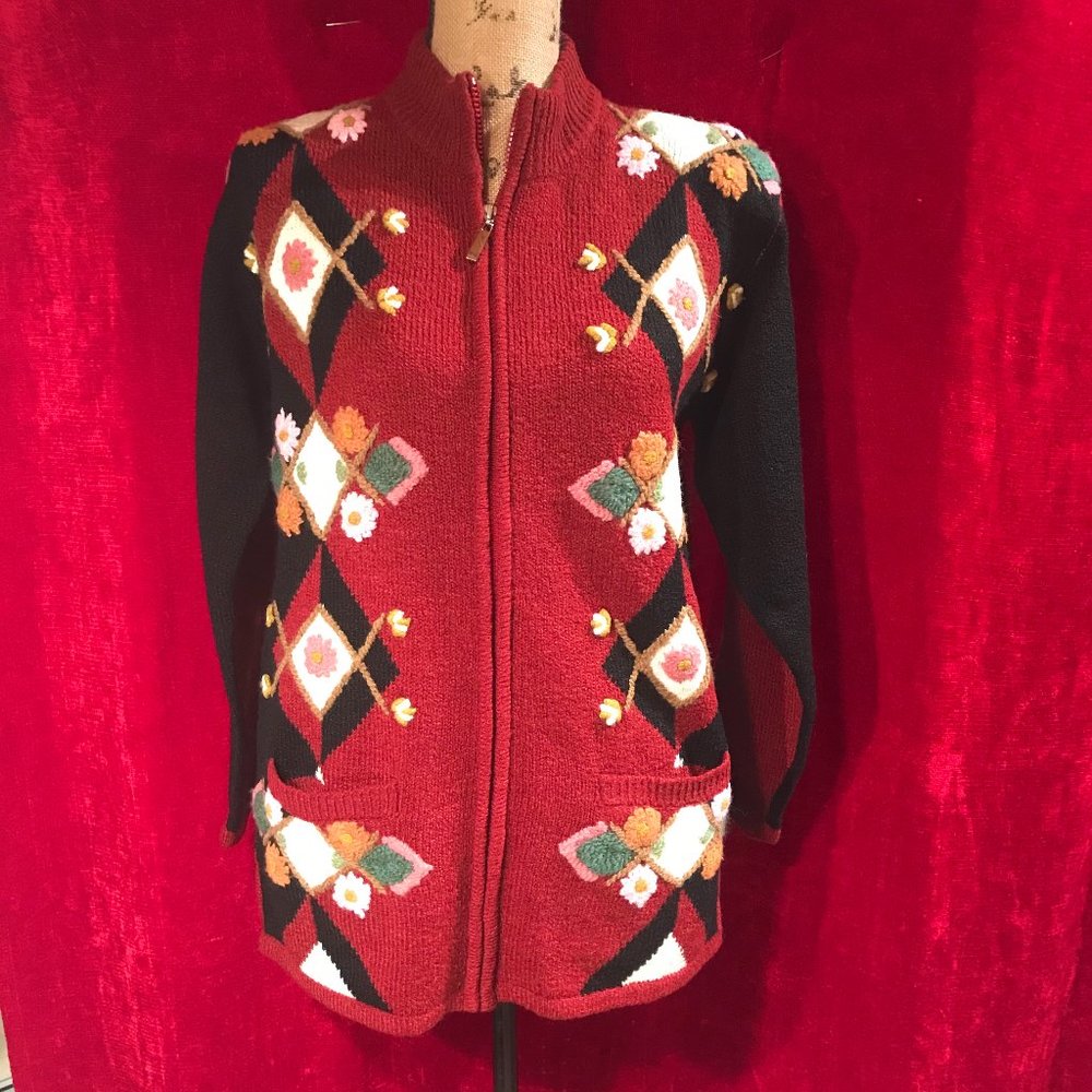 New Wool Warm  Authentic Jacket Embraided  Long Sleeves Pockets Zipper